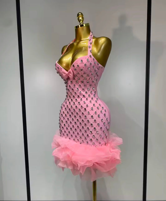 Rosabelle Crystal Ruffle Mini Dress