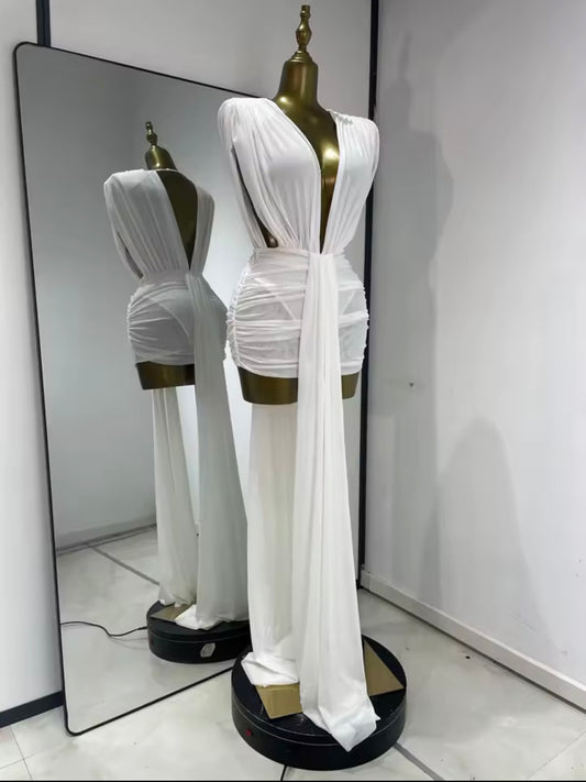 Zephire Draped Couture Mini Dress