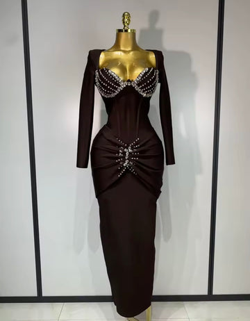 Zarelle crystal Sculpted Midi Dress