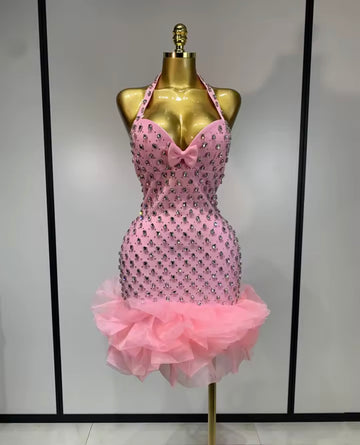 Rosabelle Crystal Ruffle Mini Dress