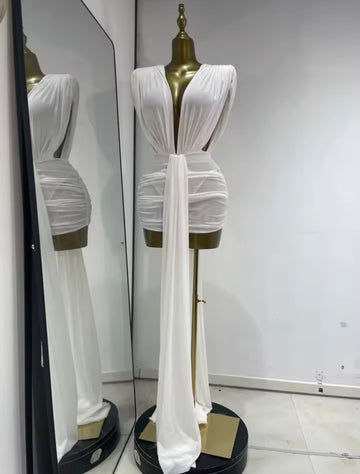 Zephire Draped Couture Mini Dress