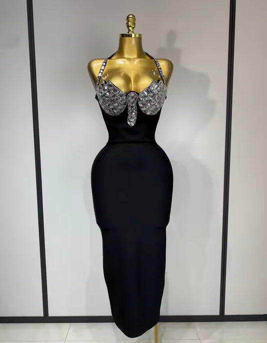 Zarelle crystal Sculpted Midi Dress